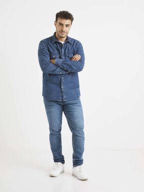 Tmavomodrá džínsová košeľa Celio Varevient galéria