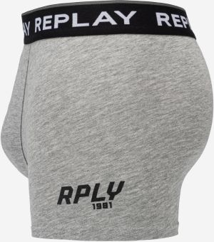 Boxerky Style 2 Cuff Logo&Print 2Pcs Box - Black/Grey Melange Replay galéria