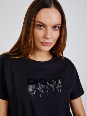 Černé dámské tričko DKNY Embellished Drip galéria