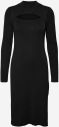 Čierne dámske svetrové šaty s priestrihmi VERO MODA Belina galéria
