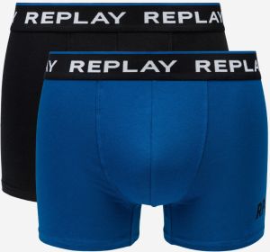 Boxerky Style 2 Cuff Logo&Print 2Pcs Box - Black/Cobalt Blue Replay