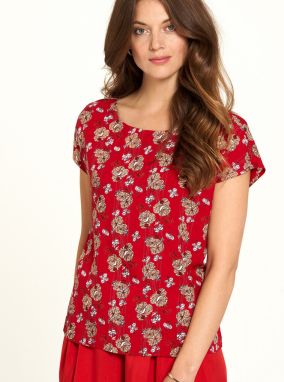 Tranquillo červené tričko s kvetinovým motívom
