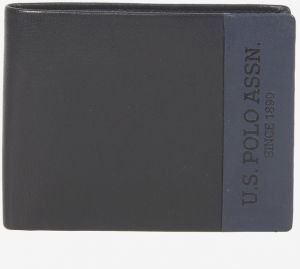 Modro-čierna pánska kožená peňaženka U.S. Polo Assn.