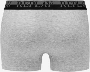 Boxerky Boxer Style 02/C Logo Cuff Bicolor 2Pcs Box - Grey Melange/Black Replay galéria