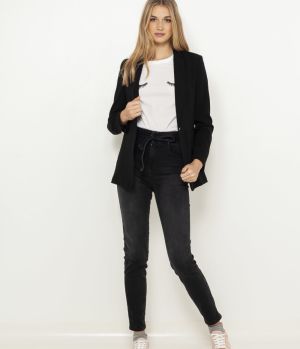 Tmavosivé slim fit džínsy s viazaním CAMAIEU galéria
