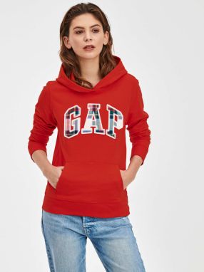 Červená dámska klasická mikina s kapucňou a logom GAP galéria