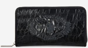 Čierna dámska peňaženka s krokodílím vzorom U.S. Polo Assn.