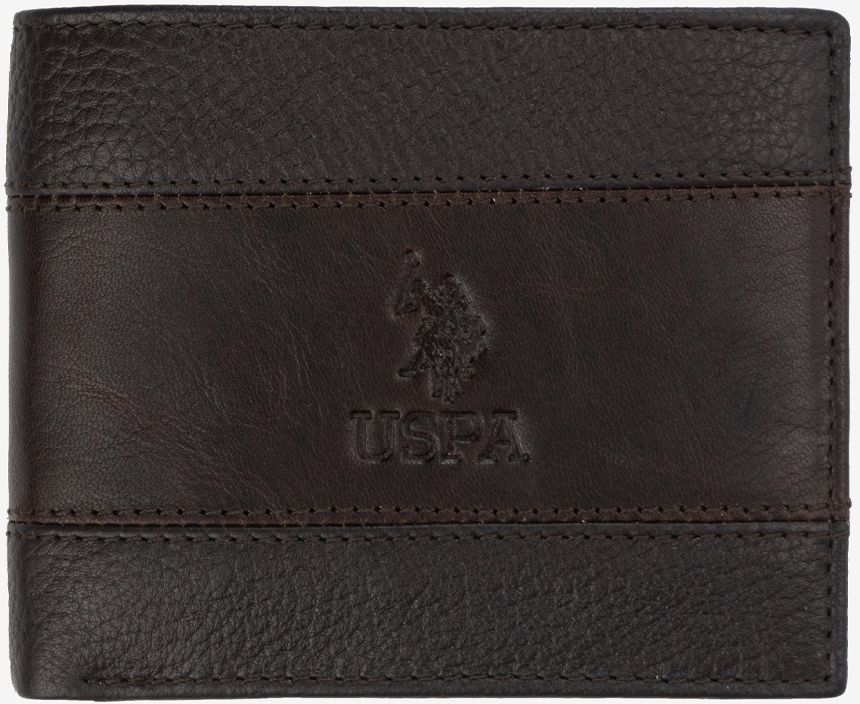 Tmavohnedá pánska kožená peňaženka U.S. Polo Assn. Horiz