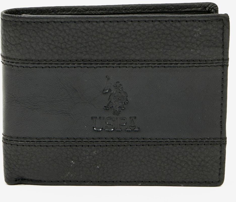 Čierna pánska kožená peňaženka U.S. Polo Assn. Union Horiz