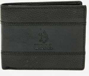 Čierna pánska kožená peňaženka U.S. Polo Assn. Union Horiz