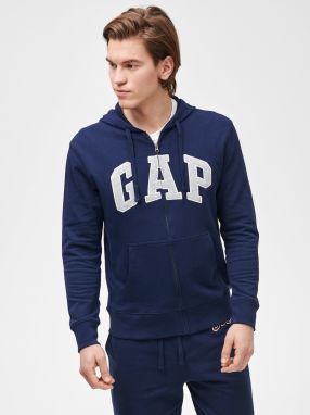 GAP modrá pánska mikina Logo arch hoodie