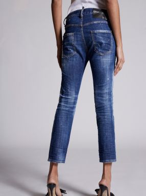 Modré dámske vzorované skrátené straight fit rifle DSQUARED2 galéria