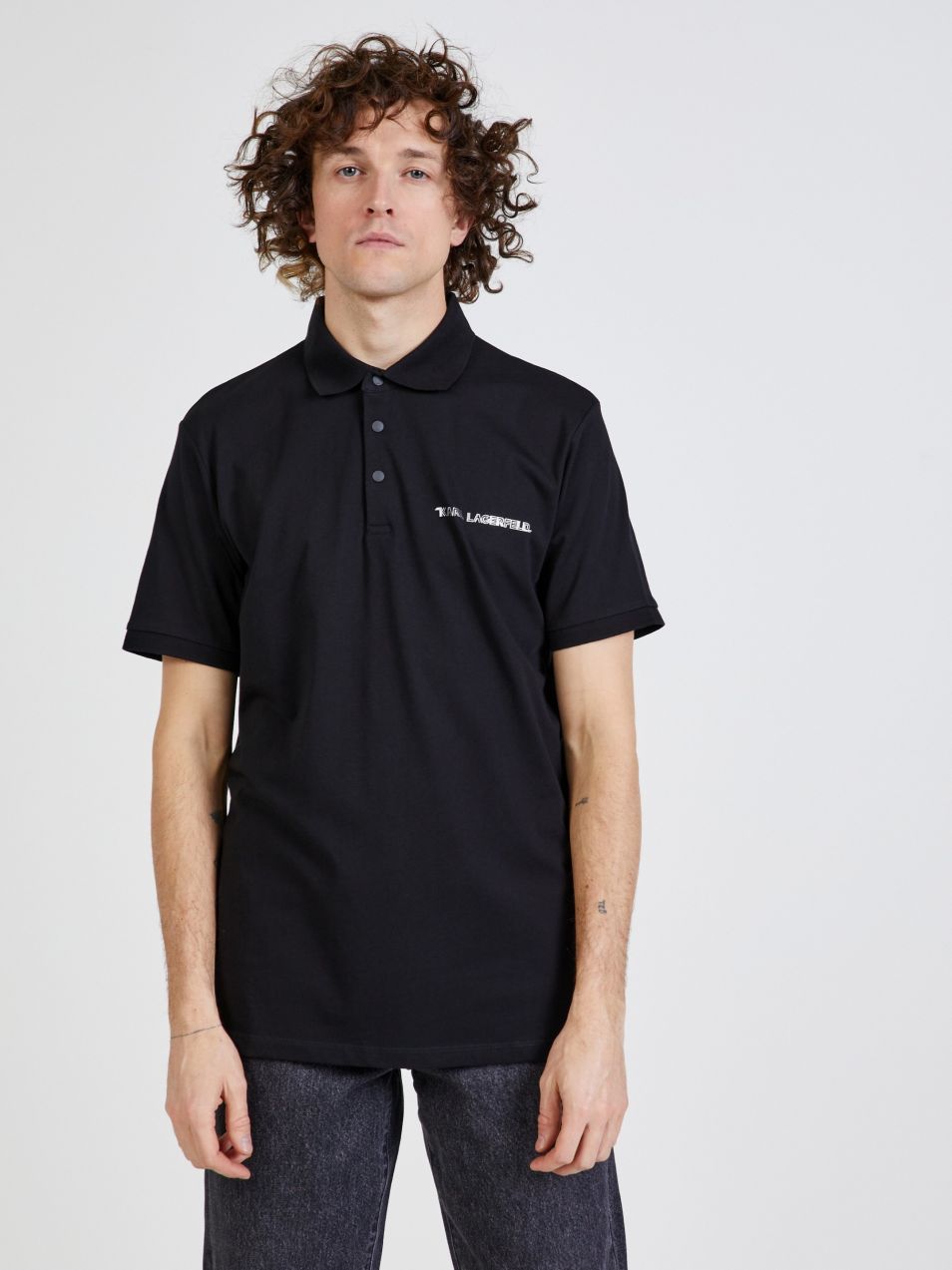 Čierne pánske polo tričko KARL LAGERFELD