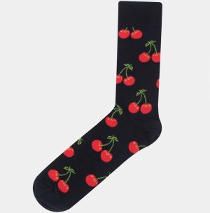 Tmavomodré unisex ponožky so strapcami Happy Socks Cherry