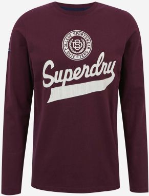 Vínové pánske tričko s potlačou Superdry