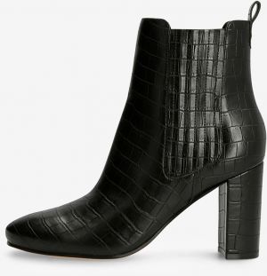 Čierne dámske vzorované členkové topánky na podpätku Guess
