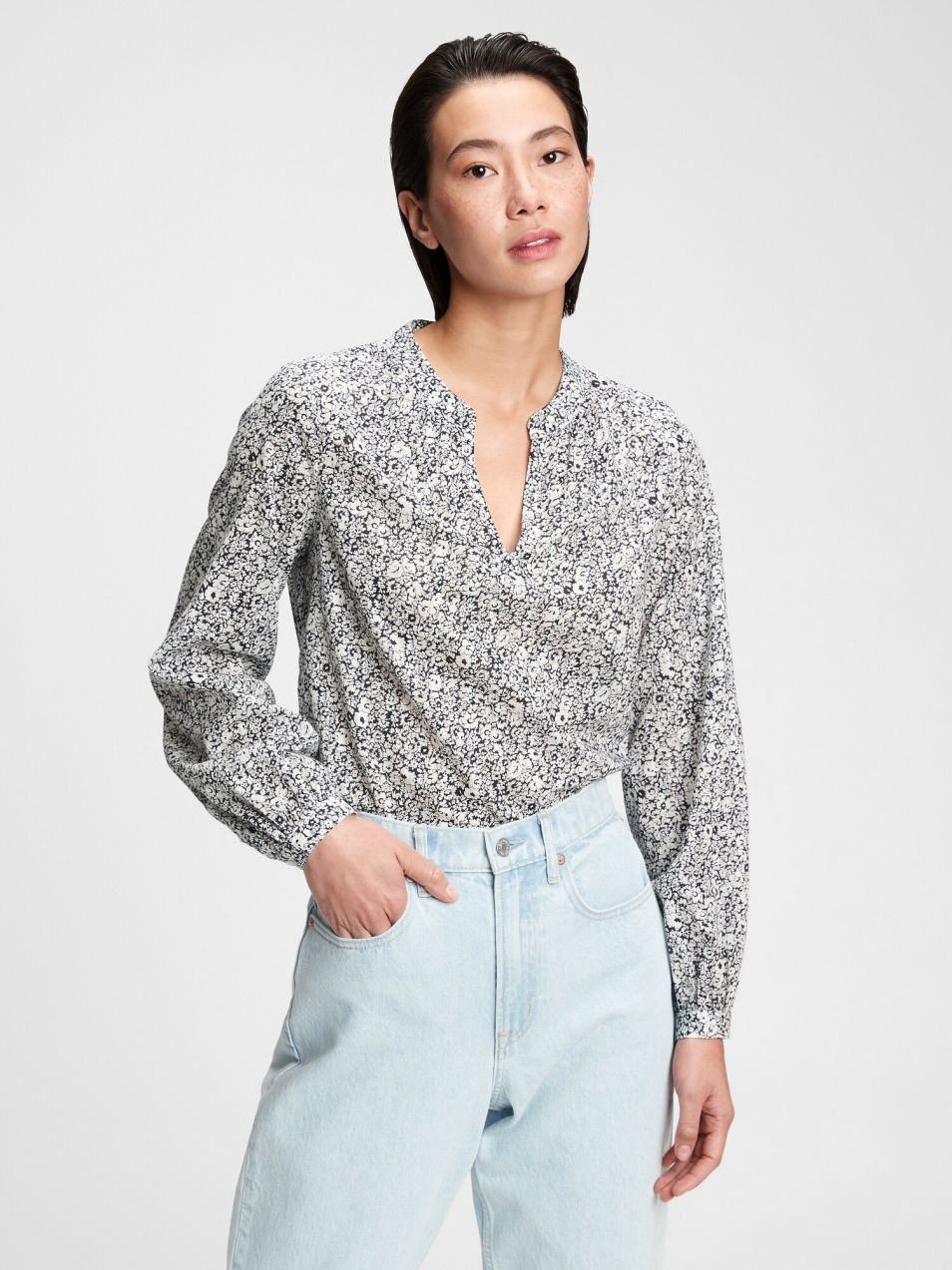 GAP farebné dámska košeľa ls shirred pop