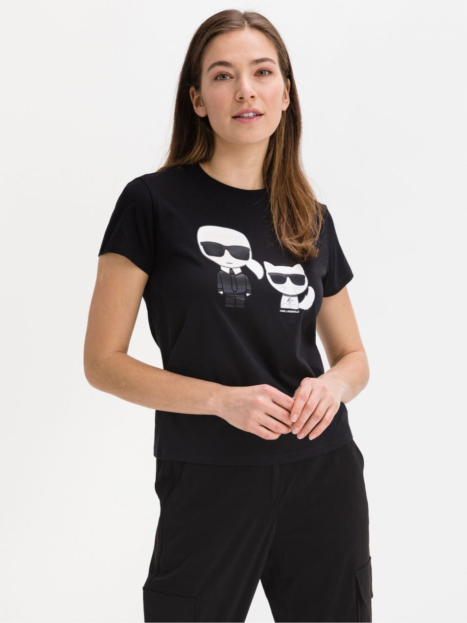 Tričká s krátkym rukávom pre ženy KARL LAGERFELD - čierna