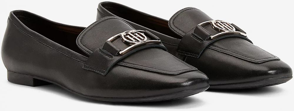 Čierne dámske kožené mokasíny Tommy Hilfiger