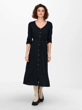 Čierne dámske košeľové midi šaty so zaväzovaním ONLY Prime galéria