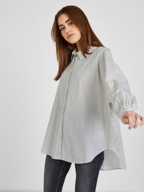 Zeleno-biela dámska pruhovaná oversize košeľa VERO MODA Adia