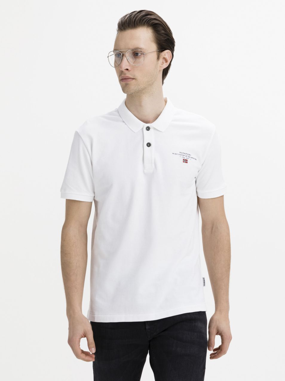 NAPAPIJRI biele pánske polo tričko Elbas 4