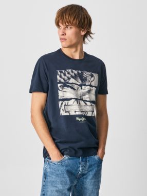 Tmavomodré pánske tričko Pepe Jeans Aidan