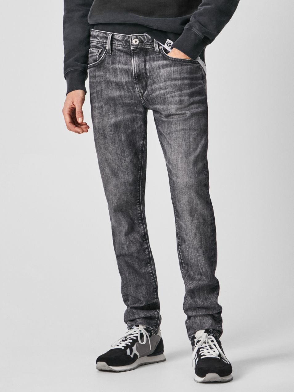 Šedé pánske slim fit rifle Pepe Jeans Stanley
