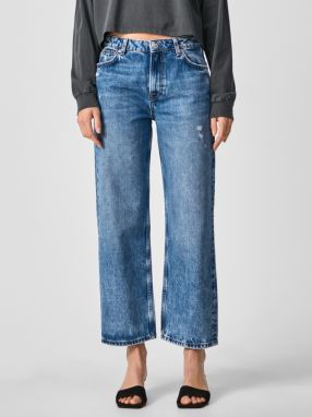 Modré dámske skrátené boyfriend rifle Pepe Jeans Ani