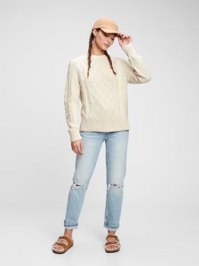 Dámske - Pletený sveter so vzorom Béžová galéria