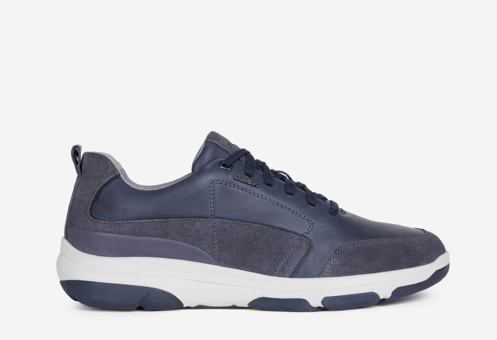 Tmavomodré pánske kožené tenisky Geox Xand