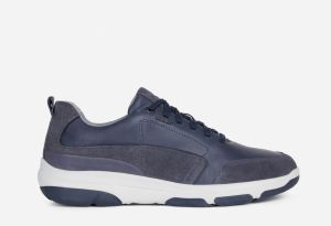 Tmavomodré pánske kožené tenisky Geox Xand