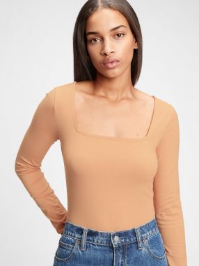 GAP béžové dámske tričko organic cotton squareneck bodysuit