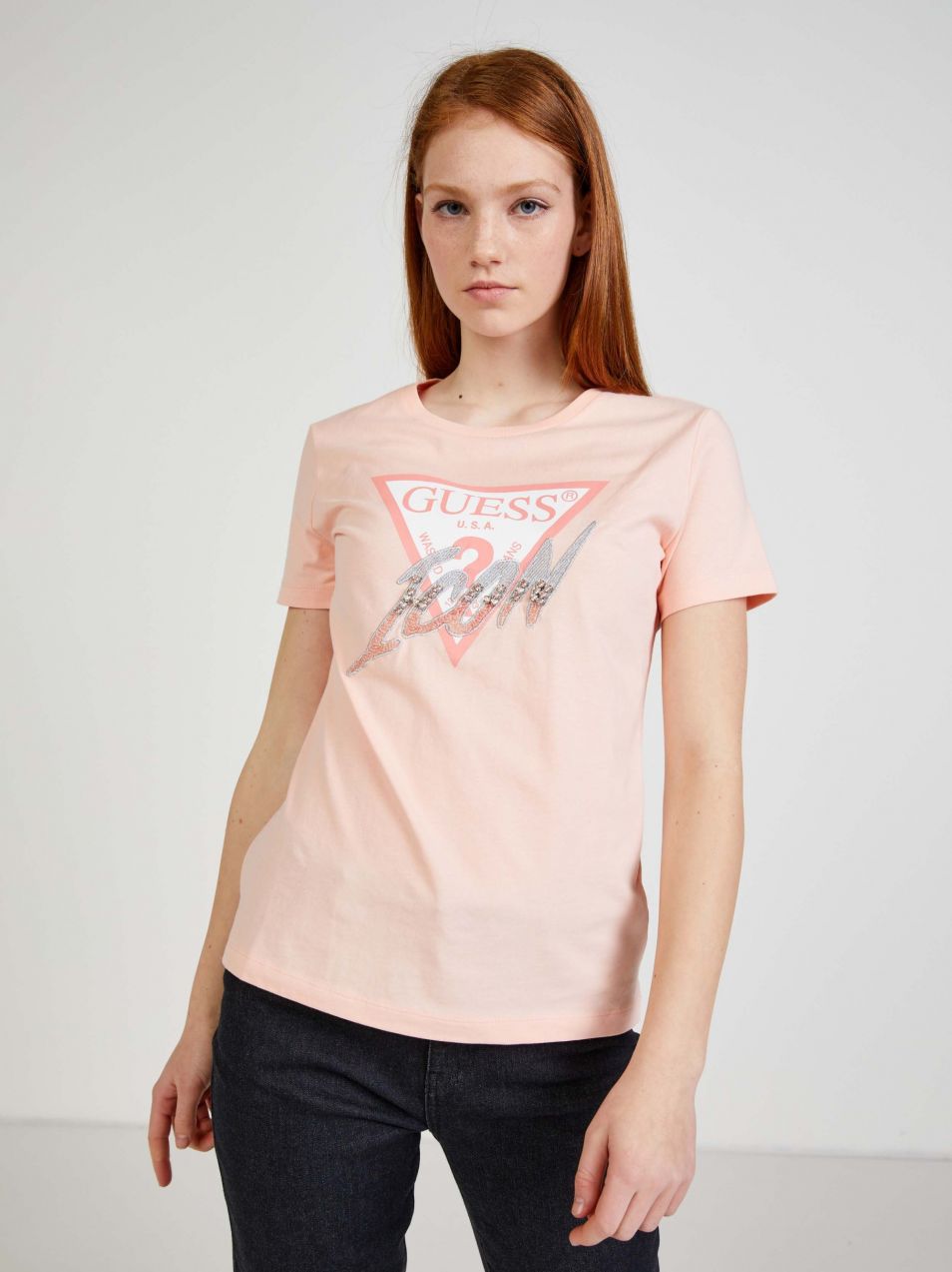 Tričká s krátkym rukávom pre ženy Guess - oranžová