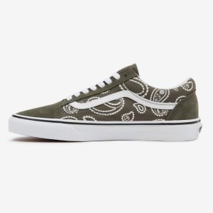 Zelené pánske vzorované kožené tenisky VANS UA Old Skool