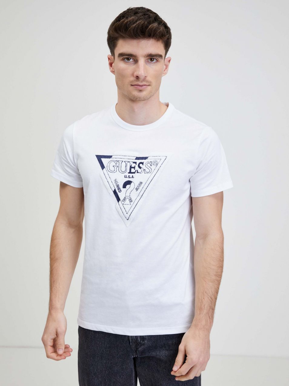 Tričká s krátkym rukávom pre mužov Guess - biela