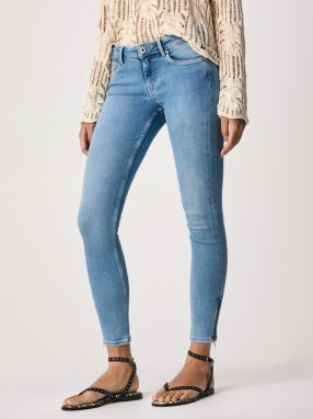 Svetlomodré dámske skrátené skinny fit rifle Pepe Jeans Lola