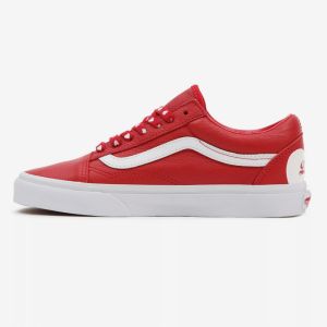 Červené dámske vzorované kožené tenisky VANS UA Old Skool