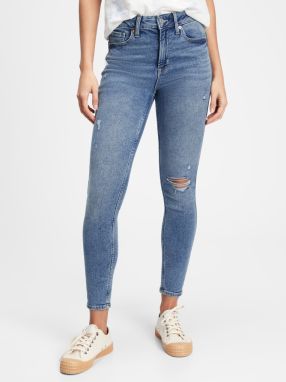 GAP modré džínsy High rise distressed legging