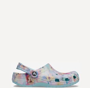 Svetlomodré dámske kvetované šľapky Crocs Classic