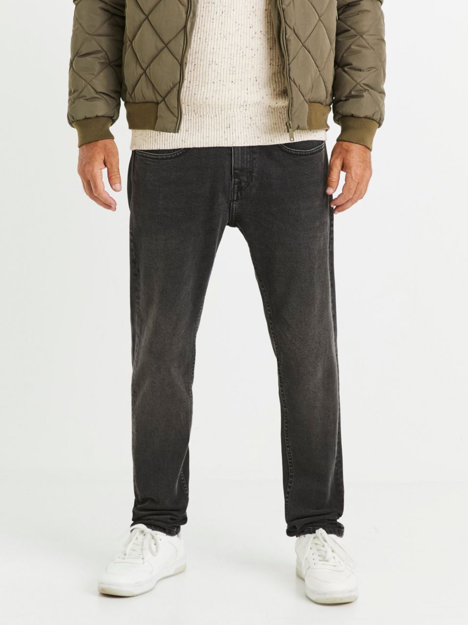 Čierne pánske straight fit džínsy Celio
