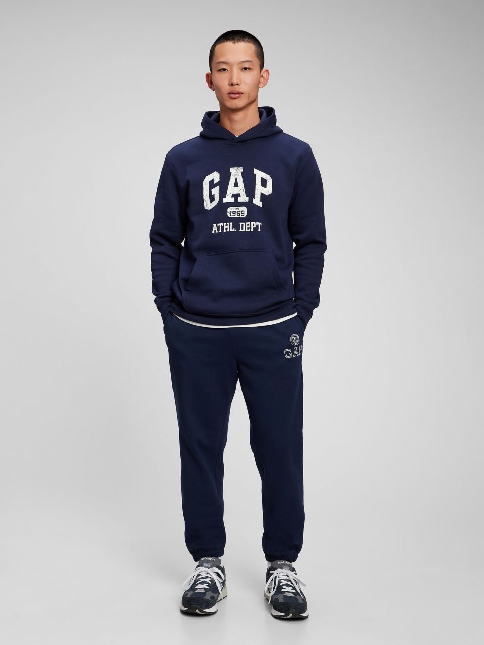 Muži - Mikina logo Gap fleece Tmavomodrá