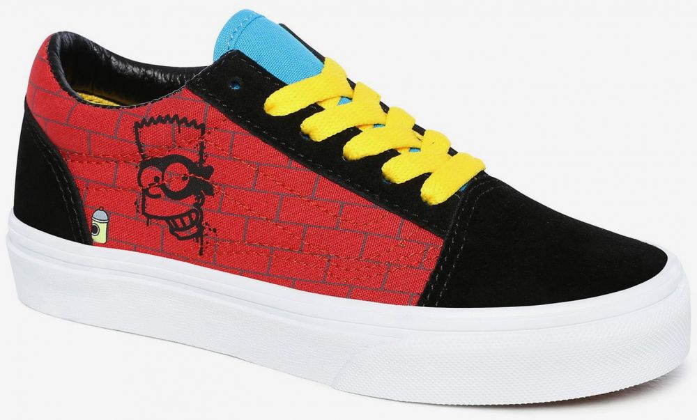 Čierno-červené unisex tenisky s motívom Vans Old Skool (The Simpsons)
