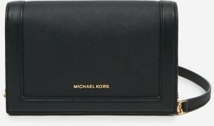 Čierna kožená crossbody kabelka Michael Kors Jet Set