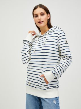 Krémová dámska pruhovaná mikina s kapucňou Ragwear Berit Stripes