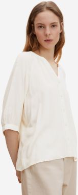 Biela dámska rebrovaná voľná blúzka Tom Tailor Denim