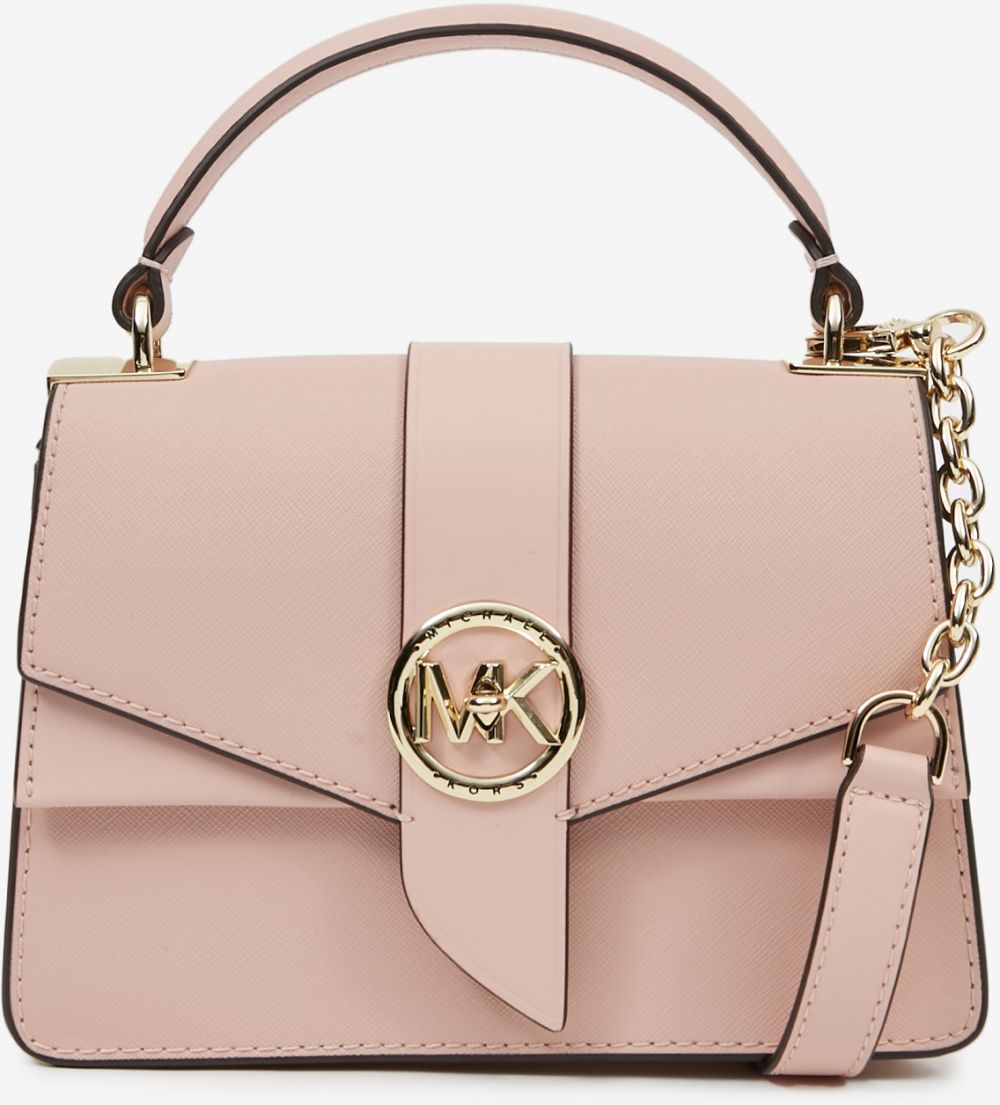 Svetloružová dámska malá kožená crossbody kabelka Michael Kors Greenwich