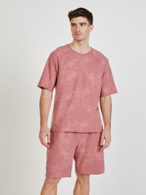 Ružové pánske vzorované tričko na spanie Calvin Klein