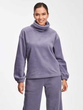 Fialová dámska mikina z microfleece a rolákom GAP