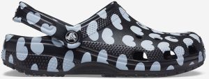 Crocs Classic Heart Print Clog White and Black Dámske papuče so vzorom
